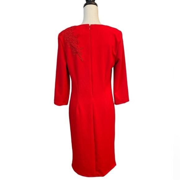 Kate & Mallory Red Stretch Crepe Sheath Dress Size Large - Picture 2 of 7